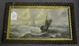 C. Lucop, Sailing Vessel in Choppy Waters, oil on board