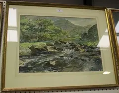 John Meade, Mountain Stream, near Llanbedr, North Wales, 1975, watercolour and ink