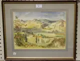 John Hawkesworth, Landscape Scene, 1988, watercolour with ink