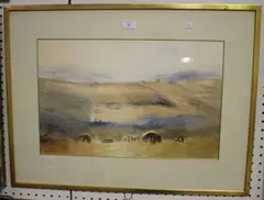 Chester Williams, Salalah' (Oman Landscape with Bedouin Tents), watercolour