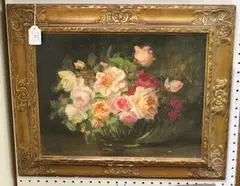 Mabel Marston, A Bowl of Roses, oil on board