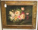 Mabel Marston, A Bowl of Roses, oil on board