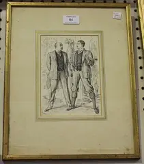 George du Maurier, Un Pere de Famille est capable de Tout' (Two Gentlemen in Conversation), pen and ink