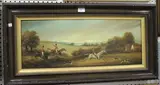 Brian Coole, Hunting Scene with Horses and Hounds, oil on canvas