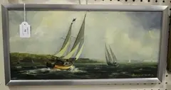 Michael W. King, Sailing Cruisers off Cowes, oil on canvas