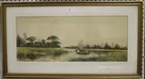 Robert Winchester Fraser, Landscape with River and Boat, watercolour