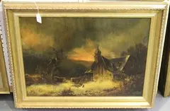 E. Slade, Orthodox Church in a Winter Landscape at Dusk, oil on canvas