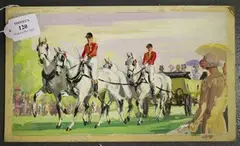 John Codner, George V and the Royal Family in Open Carriage at Ascot (Design for a Biscuit Tin), gouache