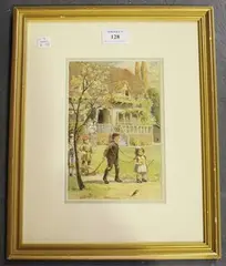 The Burial of a Loved Bird by William Egerton Hine, watercolour with touches of gouache, sold Nov 2017