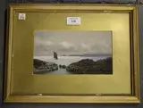Eduardo de Martino, Sailing Boat off a Coast, oil on panel