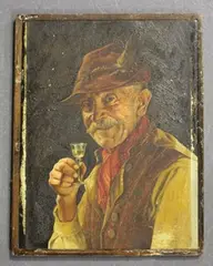 Franz Xaver Wölfle, Portrait of a Man with Drinking Glass, oil on board