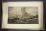P. Harris, Maritime Scene, 1853, monochrome watercolour