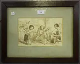Frank Shrubsole, Children in a Yard, 1881, pen and ink