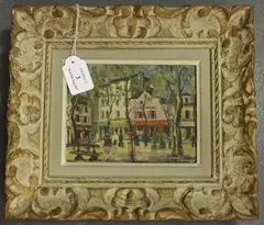 Paul Feron, Paris Street Scene, oil on board