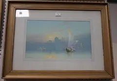 Frank Holme, Capriccio Venetian Scenes, a pair of watercolours with gouache