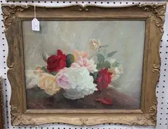 William A. Chase, Roses, oil on board
