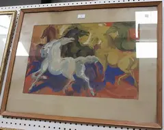 Mary Krishna, The Yellow Horse, watercolour and acrylic