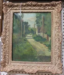Arthur D'Albertson, The Thatched Cottage, Binsted, nr Arundel, a West Sussex Lane, oil on canvas