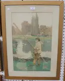 A.H. Cooper, Puntsman in a Landscape, 1886, watercolour