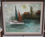 C. Lucas, Study of a Sailing Boat on a River, oil on canvas