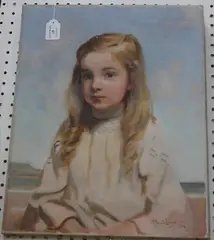 F. Howard Lewis, Half Length Portrait of a Young Girl, 1934, oil on canvas