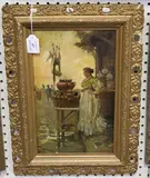 S. De Gregorio, Naples Street Vendor, oil on board