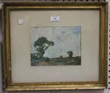 Harry Brooksbank Laycock, Landscape with Horse and Cart, pastel and chalk