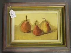 Carolyn Sergeant, Pears, oil on board