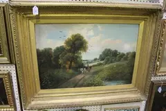 Landscape with Man driving a Horse and Cart by G. Baxter, oil on canvas, sold Aug 2017