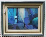 Vic Trevett, Abstract in Blue, acrylic on board