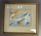 Ann Manie, Boats on Shore, oil on collage