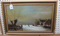 W.H.D. Murrill, An Evening Scene on Ice, oil on canvas