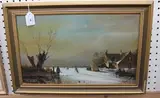 W.H.D. Murrill, An Evening Scene on Ice, oil on canvas