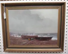John Foulger, Fishing Boats in Winter, Bognor Beach, 1978, oil on board