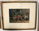 Christian Josi, Horses and Two Figures working in a Mill, 1834, watercolour