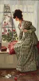 Minnie Asprey, Lady observing a Couple through a Window, oil on canvas
