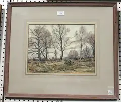 Claude Muncaster, Young Oak Trees, Sussex, watercolour over pencil