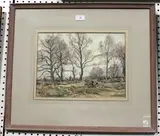 Claude Muncaster, Young Oak Trees, Sussex, watercolour over pencil