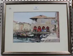 Patsy Moore, La Pescheria, Venice, watercolour with gouache