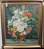 W. Briston, Still Life of Flowers in a Vase, oil on canvas