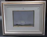 Val McGann, Misty Coastal Landscape with Figures, oil on canvas-board