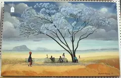 Maurice Harvey, African Scene with Figures, oil on canvas