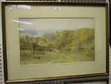 Ebenezer Wake Cook, Sheep on the Downs before Arundel Castle, watercolour