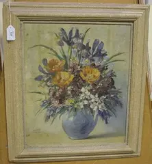 Still Life of Flowers in a Vase by Walter Taylor, oil on board, sold Jul 2017