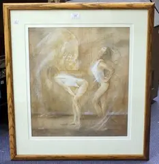 Janet Treby, Two Female Dancers, watercolour heightened with gouache over pencil