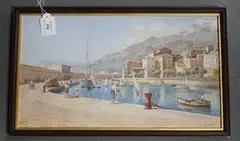 Luigi Allavena, View of a Continental Harbour, watercolour