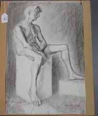 Stephen M. Codner, Quentin Crisp, Life Study, 1974, conté crayon