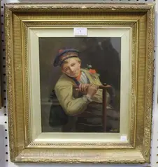 A. Sadler, Portrait of a Seated Boy wearing a Tam o' Shanter, oil on board