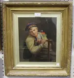 A. Sadler, Portrait of a Seated Boy wearing a Tam o' Shanter, oil on board