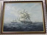 Max Parsons, East Indiamen and Other Vessels in a Breeze, oil on board